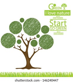 Tree design. Go green. Save world. vector illustration.