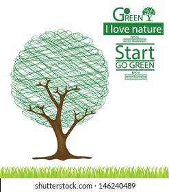Tree design. Go green. Save world. vector illustration.