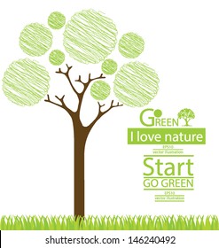 Tree design. Go green. Save world. vector illustration.