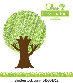 Tree design. Go green. Save world. vector illustration.