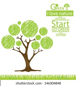 Tree design. Go green. Save world. vector illustration.