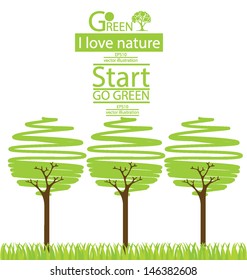 Tree design. Go green. Save world. vector illustration.