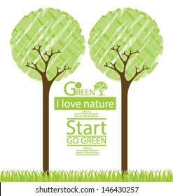 Tree design. Go green. Save world. vector illustration.
