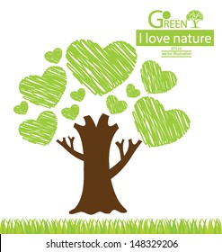 Tree design. Heart. Go green. Save world. vector illustration.