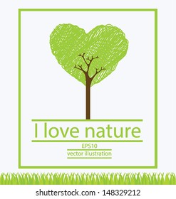 Tree design. Heart. Go green. Save world. vector illustration.
