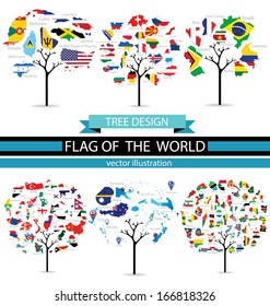 Tree design. Map. Flag of the world. vector Illustration.