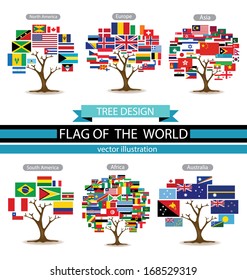 Tree design. Map. Flag of the world. vector Illustration.