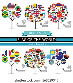 Tree design. Map. Flag of the world. vector Illustration.