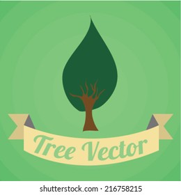 Tree design over green background