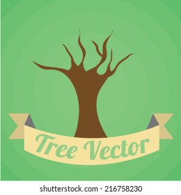 Tree design over green background
