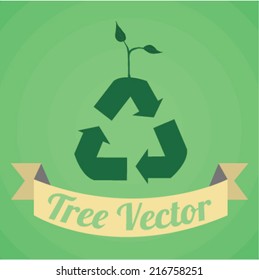 Tree design over green background