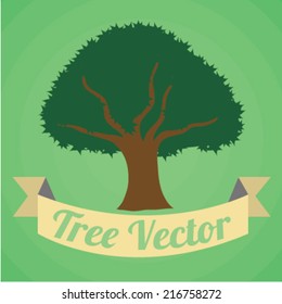 Tree design over green background