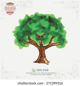 Tree design, water color concept,clean vector