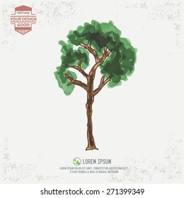 Tree design, water color concept,clean vector