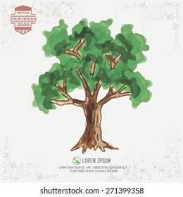 Tree design, water color concept,clean vector
