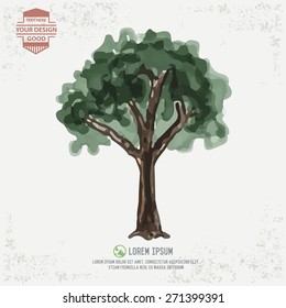 Tree design, water color concept,clean vector