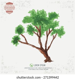 Tree design, water color concept,clean vector