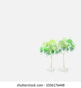 tree design in water color style, vector illustration. 