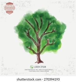 Tree design,water colour concept,clean vector