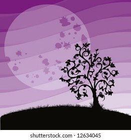 tree of desolation with lunar landscape