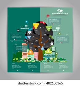 Tree diagram concept infographic, vector