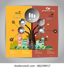 Tree diagram concept infographic, vector