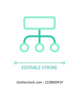 Tree diagram pixel perfect color linear ui icon. Data structuration. Infographic plan. Business strategy. GUI, UX design. Outline isolated user interface pictogram. Editable stroke. Arial font used