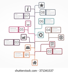 Tree diagram template with numbers icons and place for your text, vector eps10 illustration