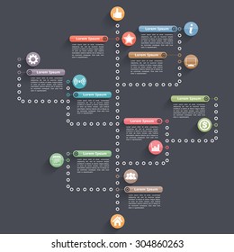 Tree diagram template on dark background, vector eps10 illustration
