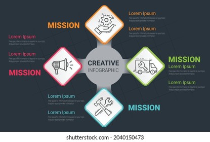 Tree diagram or workflow chart. Concept of stages of business project. Modern infographic design template. Flat vector illustration for presentation, report.