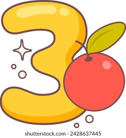 Tree Digit Comic Sticker Vector Illustration