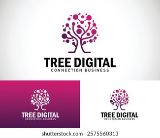 Tree digital logo creative design concept connect innovation idea technology