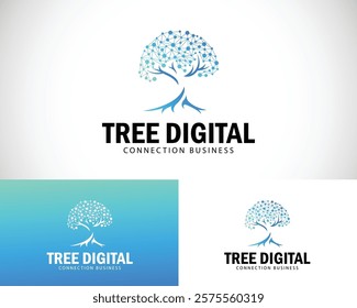 Tree digital logo creative design concept connect innovation idea technology