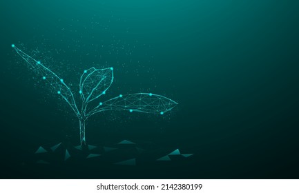 Tree. Digital vector outline of plants in dark blue. growth concept environment nature ecology low poly polygon mesh vector
