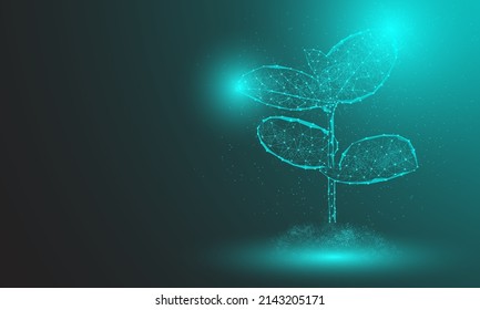 Tree. Digital vector outline of plants in dark blue. growth concept environment nature ecology low poly polygon mesh vector
