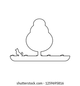 tree with a dog icon. Element of Park and landscape for mobile concept and web apps icon. Thin line icon for website design and development, app development