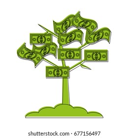 tree with dollar bill money icon image 