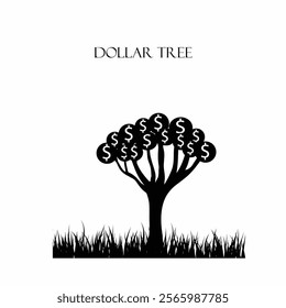 tree with dollar silhouette popular items design white background vector illustration