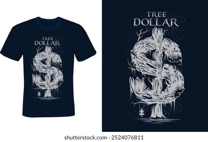 Tree dollar t-shirt design vector illustration 