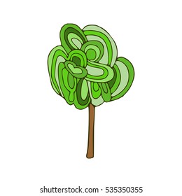 Tree doodle. Ethnic Hand drawing plant isolated.
