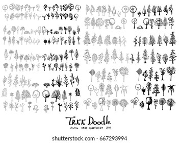 Conjunto vectorial de línea de esbozo de árbol