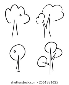 Tree Doodles icon, line hand drawn healthy garden park symbol vector design. Great for mobile app, web design, game, etc
