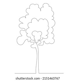 Tree Drawing By One Continuous Line Stock Vector (Royalty Free ...