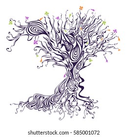 Tree drawing flowers stylization