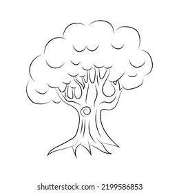 tree, drawing on white background, vector illustration