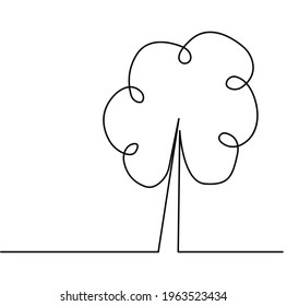 A tree drawn with one line. Vector illustration