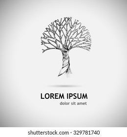 tree drawn in pen. Vector