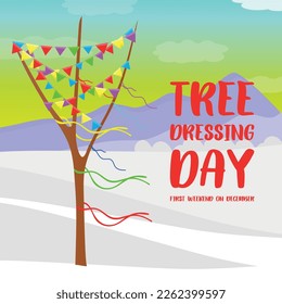 Día del vestido de árbol. Diseño adecuado para carteles y pancartas de tarjetas de felicitación
