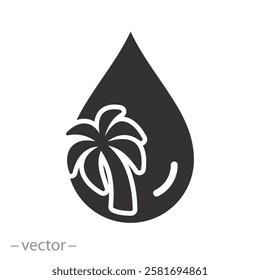 tree with drop, palm oil free icon, play gamepad, flat vector illustration