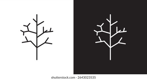 Tree dry branch icon. Winter tree icons, featuring bare and bare trees with dead and dry branches without leaves, Tree line icon, Tree vector illustration in transparent and black background.